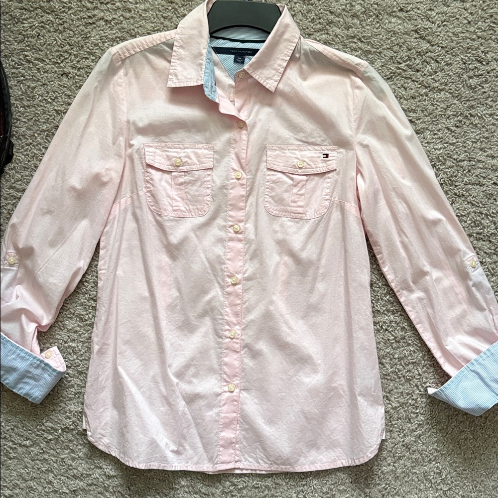 🔥Tommy Hilfiger roll-tab button up cotton shirt